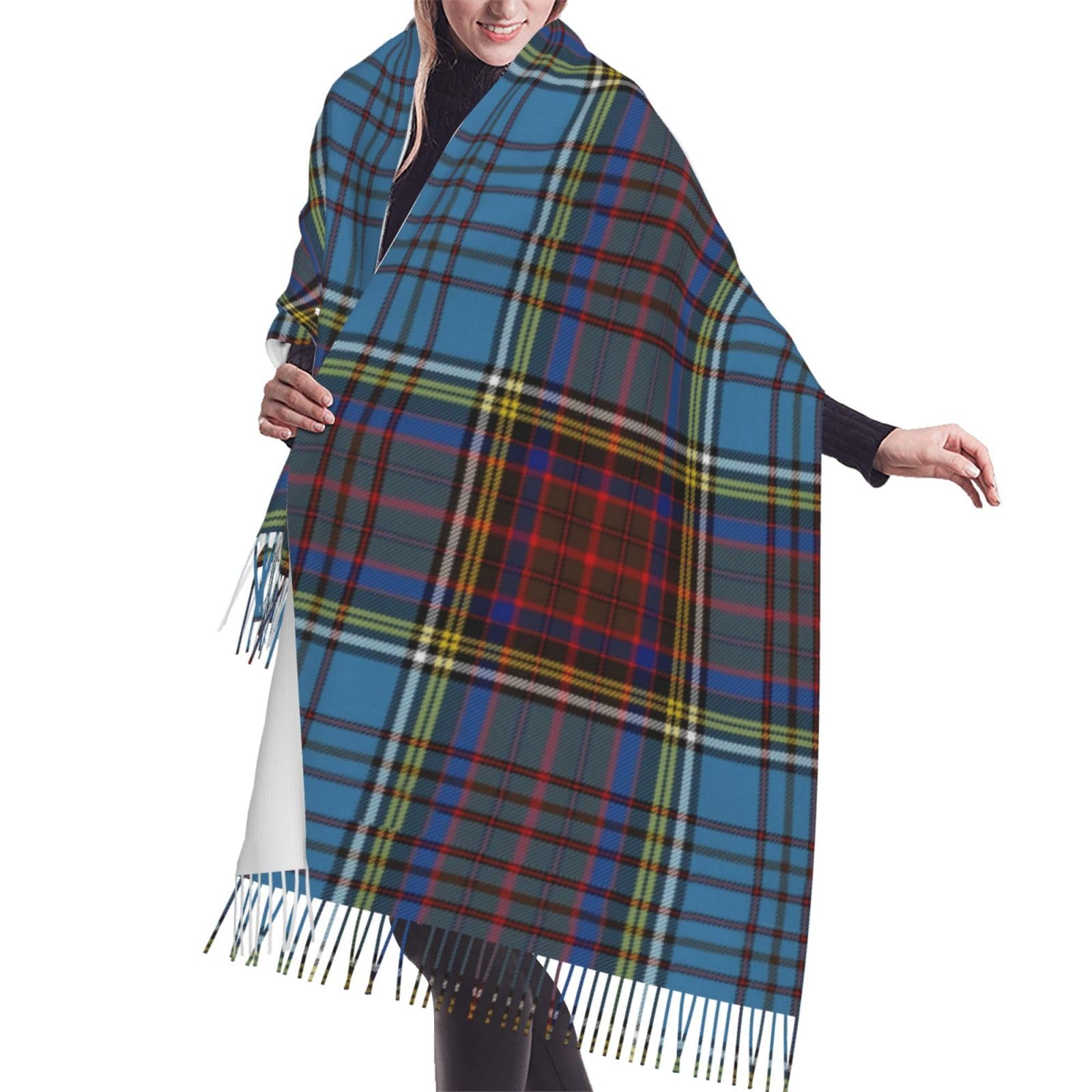 Gratka Unisex As Picture Scarf,Anderson Tartan, Fringed Scarf Large Warm Soft Cashmere Feel Shawls Wraps 196X68 Cm