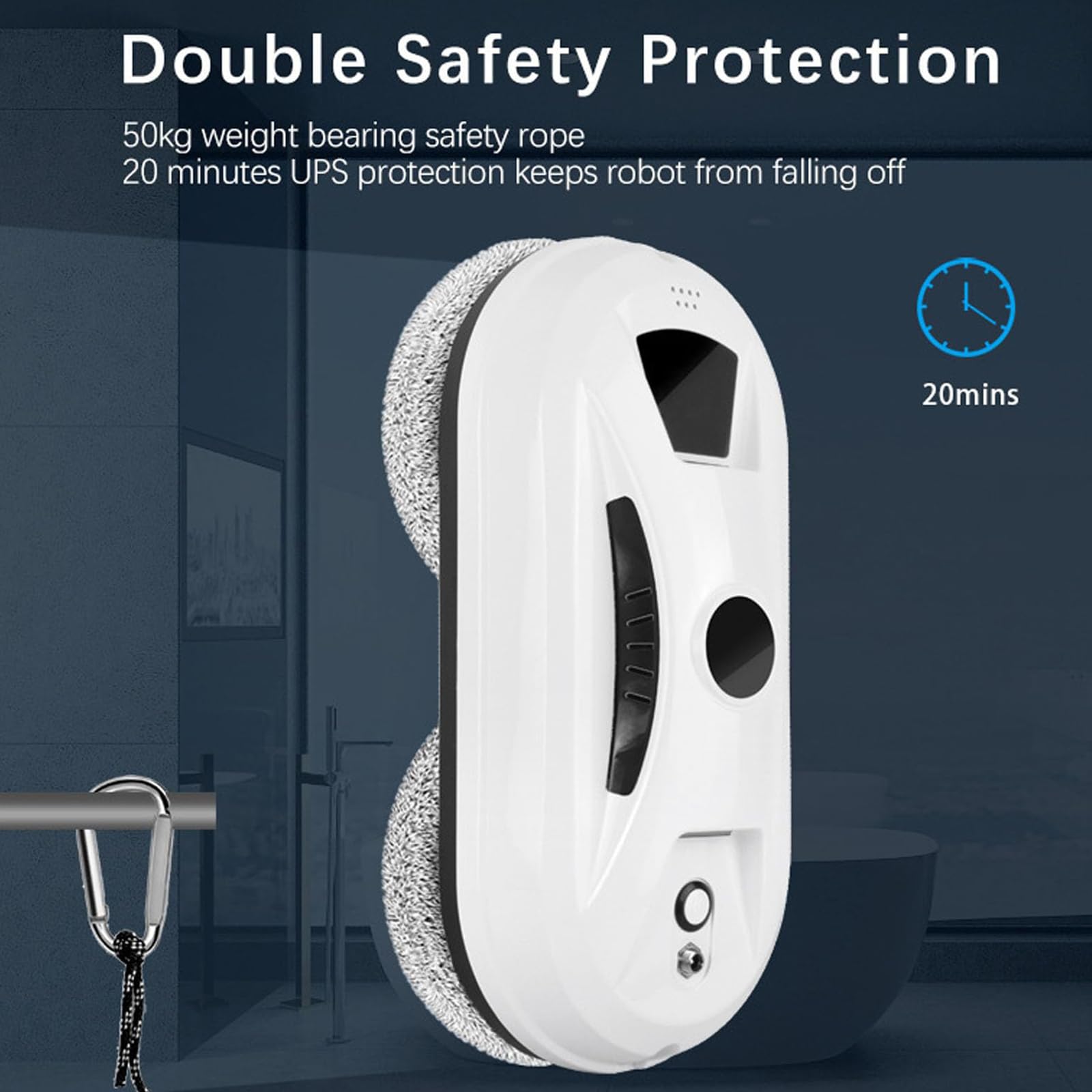 Robot limpiacristales con depósito de Agua de 35 ml, Aspirador de Pared con Gran succión de 5600 Pa y Control Remoto, Incluye 10 paños, Ideal para Azulejos, Espejos, Puertas de CRI