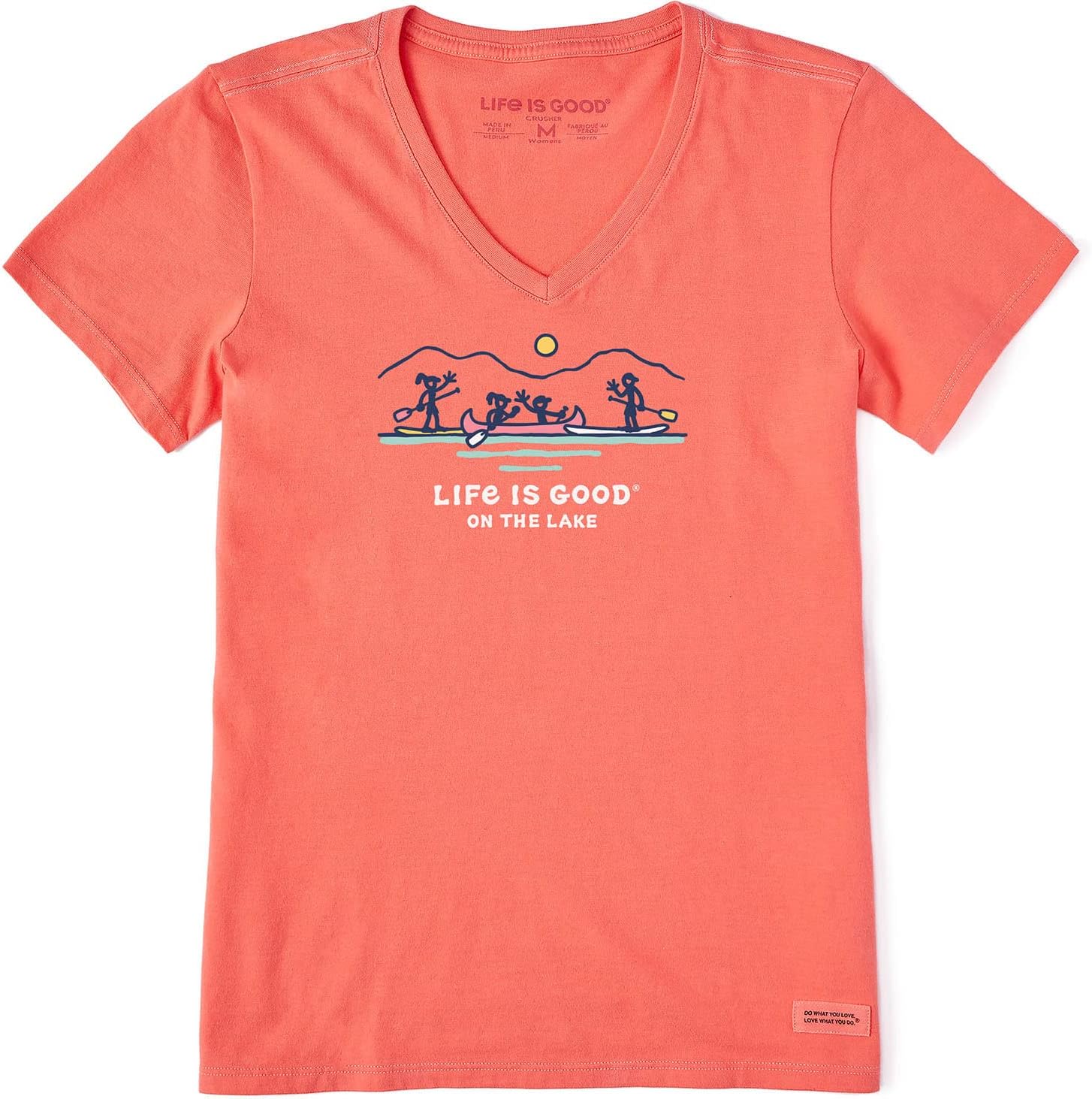 Life is Good Womens Sup On The Lake TShirt, Color Mango