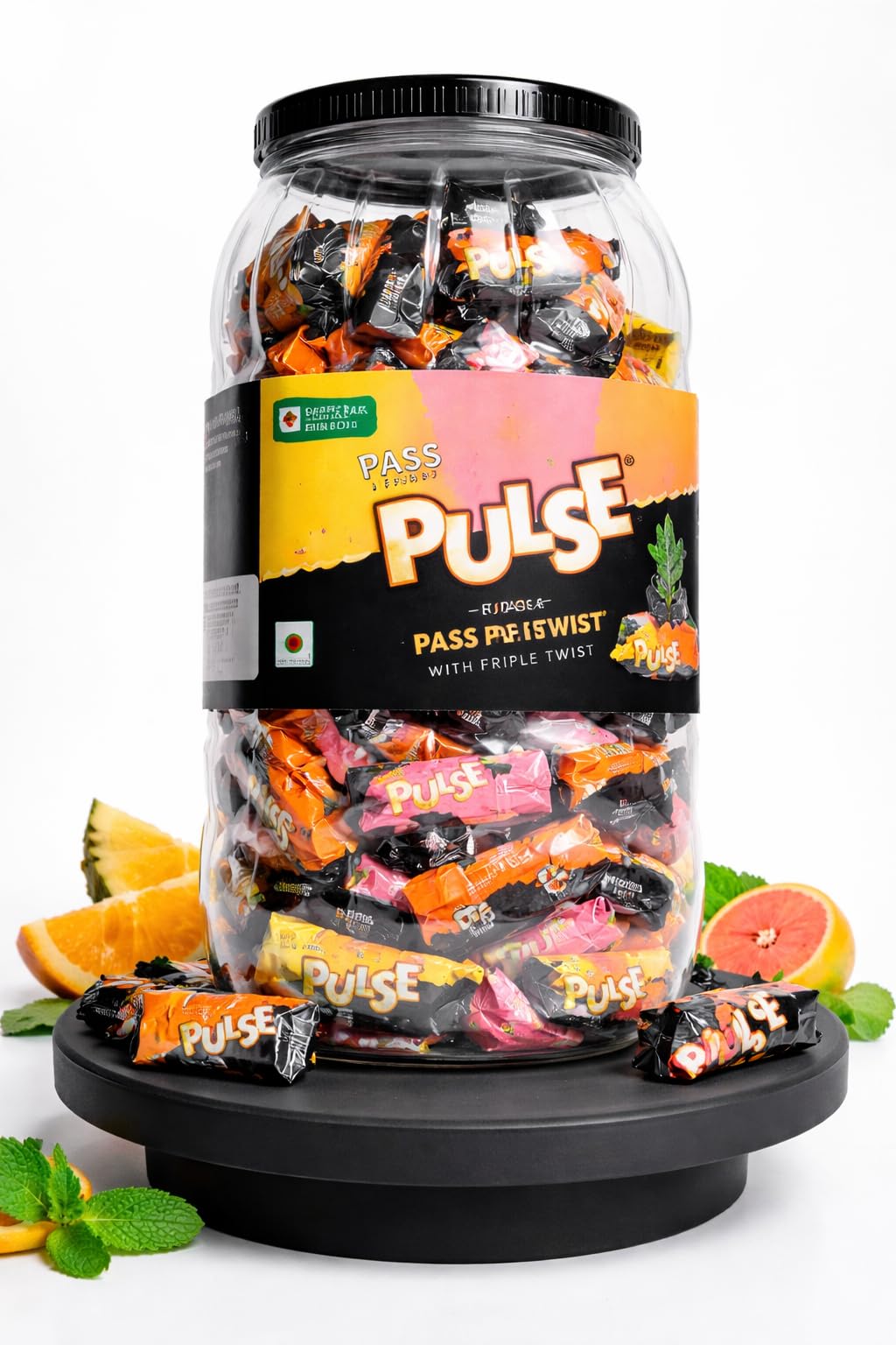Candy with triple Twist MIX jar 175 pcs ORANGE, GUAVA,PINEAPPLE FLAVOUR-image-12