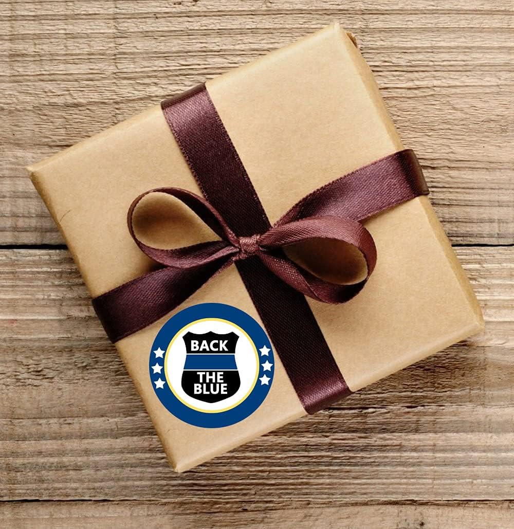 Police Support Back The Blue Badge Stickers Law Enforcement Officers Support Labels,2 Inch,500 Pcs Per Roll (Pack of 2)