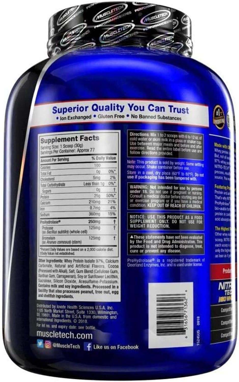 Whey Protein Isolate | MuscleTech Nitro-Tech Elite 100% Whey Isolate Protein Powder | Whey Protein Powder for Women & Men | Muscle Builder | Vanilla Protein Powder, 5 lbs (79 Servings)