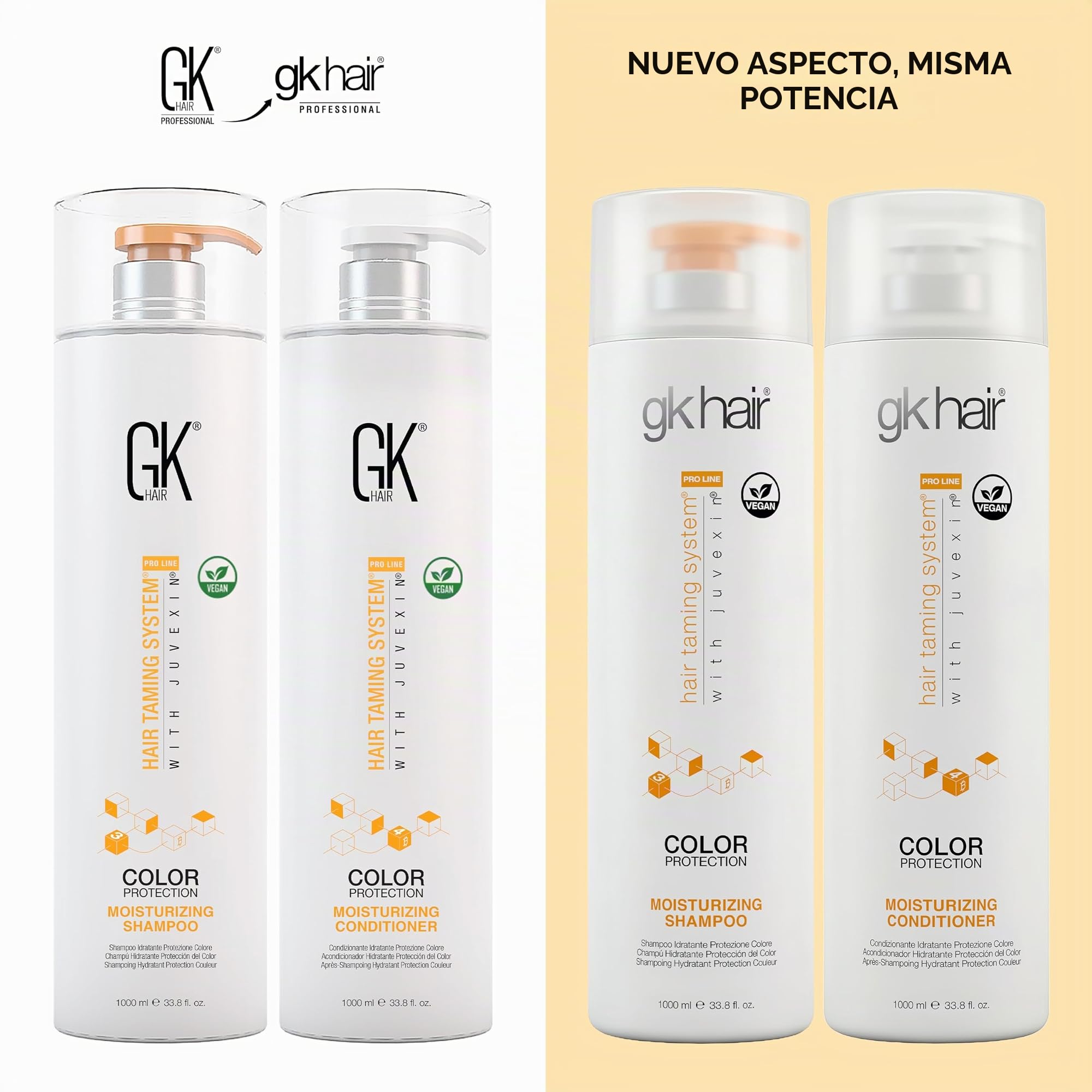 GK HAIR Global Keratin Moisturizing Shampoo & Conditioner Sets 1000ml Para Daños Secos Tratados Con Color Rizado Frizzy Orgánico Sin sulfato de parabenos Uso diario después de una limpieza profunda