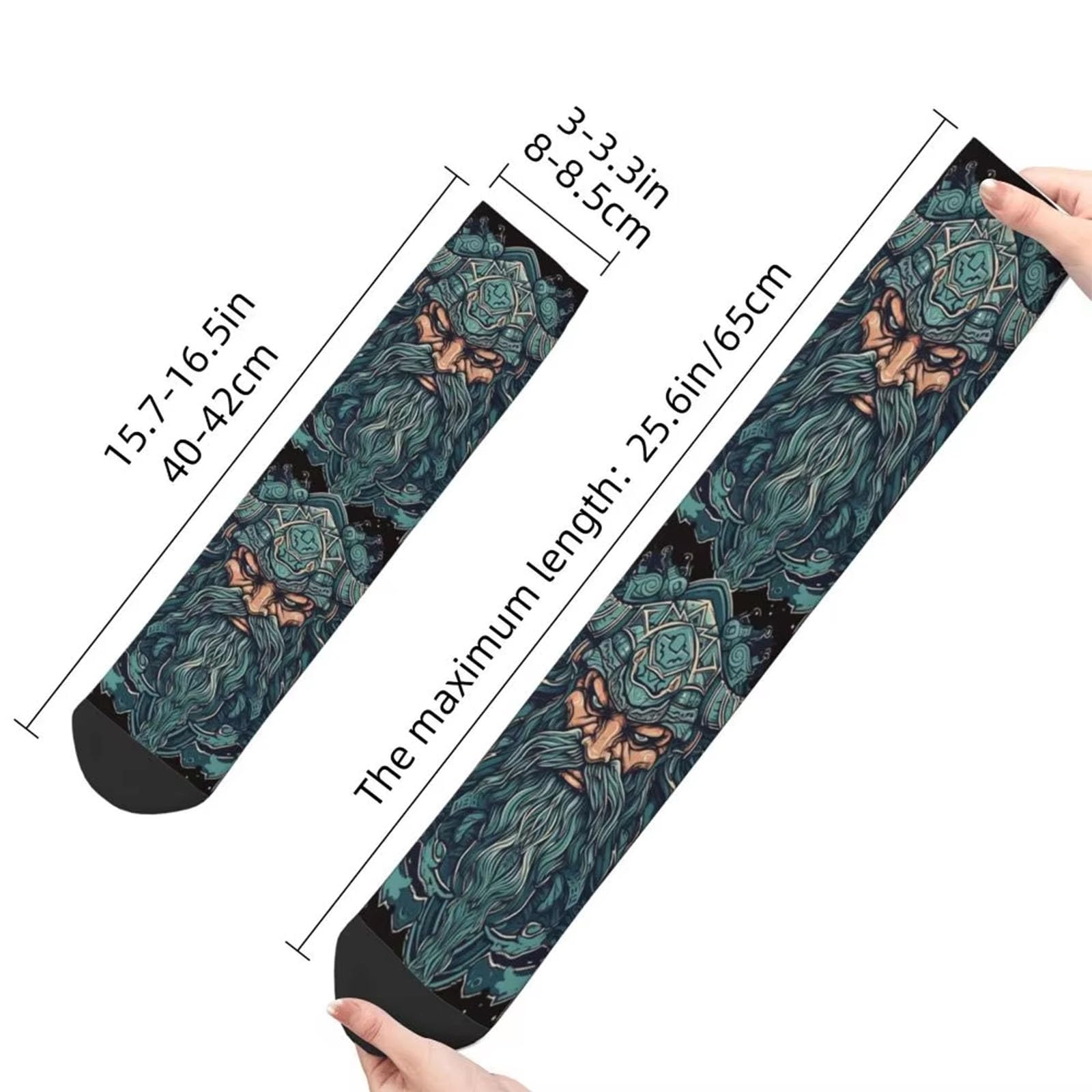 Lustige Unisex Socken, 3D-Druck, Wikinger Krieger Gehörnter Helm Hip Hop Happy Socken, Gut Sitzende Sportliche Basketballsocken