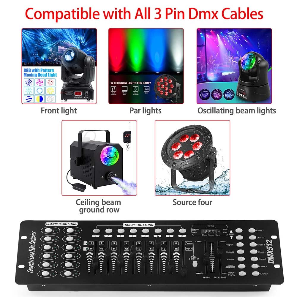 DMX Controller DMX 512 Controller 192 Canali Dmx Console 240 Scenes per lampada da palco, Moving Head, DJ, Disco, Club, Feste