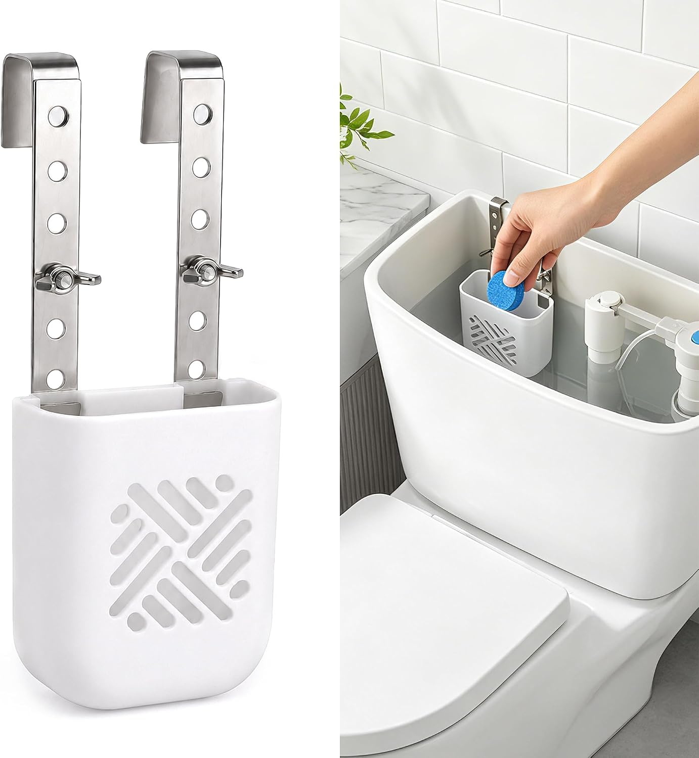 Adjustble Toilet Tank Cleaning Tablet Holder, Bleach Tablets Bracket
