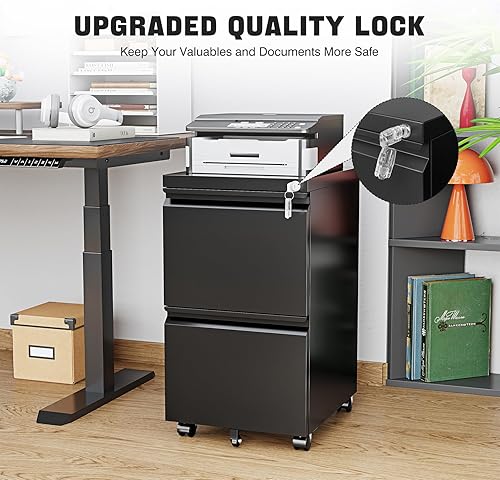 Miniatura 6 de STANI Archivador de 3 cajones archivador de metal tamaño legalcarta con cerradura gabinete de almacenamiento móvil para el hogar y la oficina