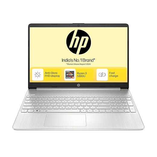 HP 15s AMD Ryzen 3-5300U 15.6inch(39.6cm) FHD Laptop (8GB RAM/512GB SSD, Micro-Edge, Anti-Glare Display/Radeon Graphics/Windows 11 Home/Alexa/Dual Speakers/Ms Office/1.69Kg, 15s-Eq2143au)
