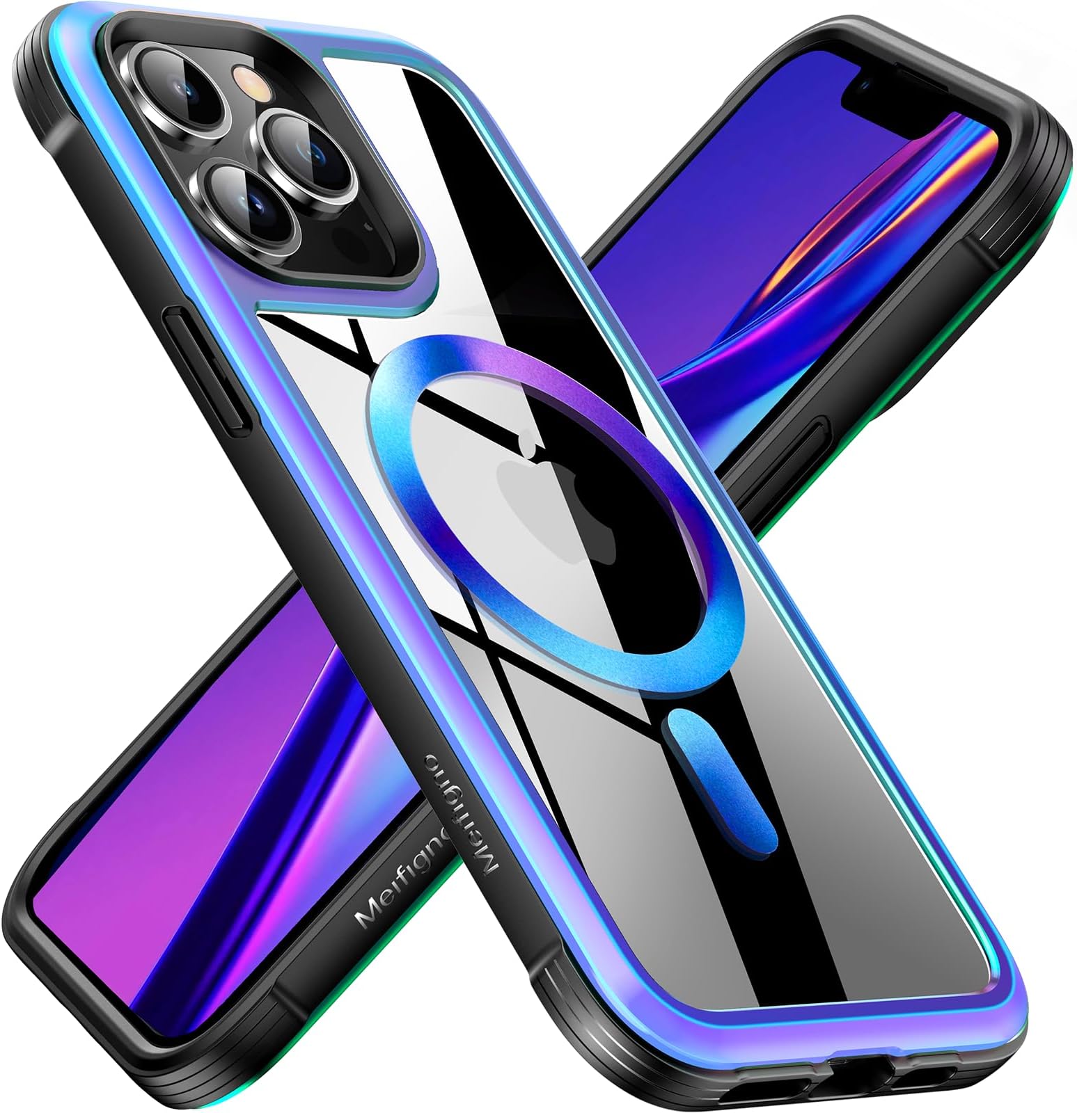 Rainbow Series for iPhone 12 Pro Max Case [MagSafe Compatible & 3X MIL-GRD Drop Protection], Aluminum Frame with Clear Back for iPhone 12 Pro Max Phone Case Magnetic 6.7", Iridescent