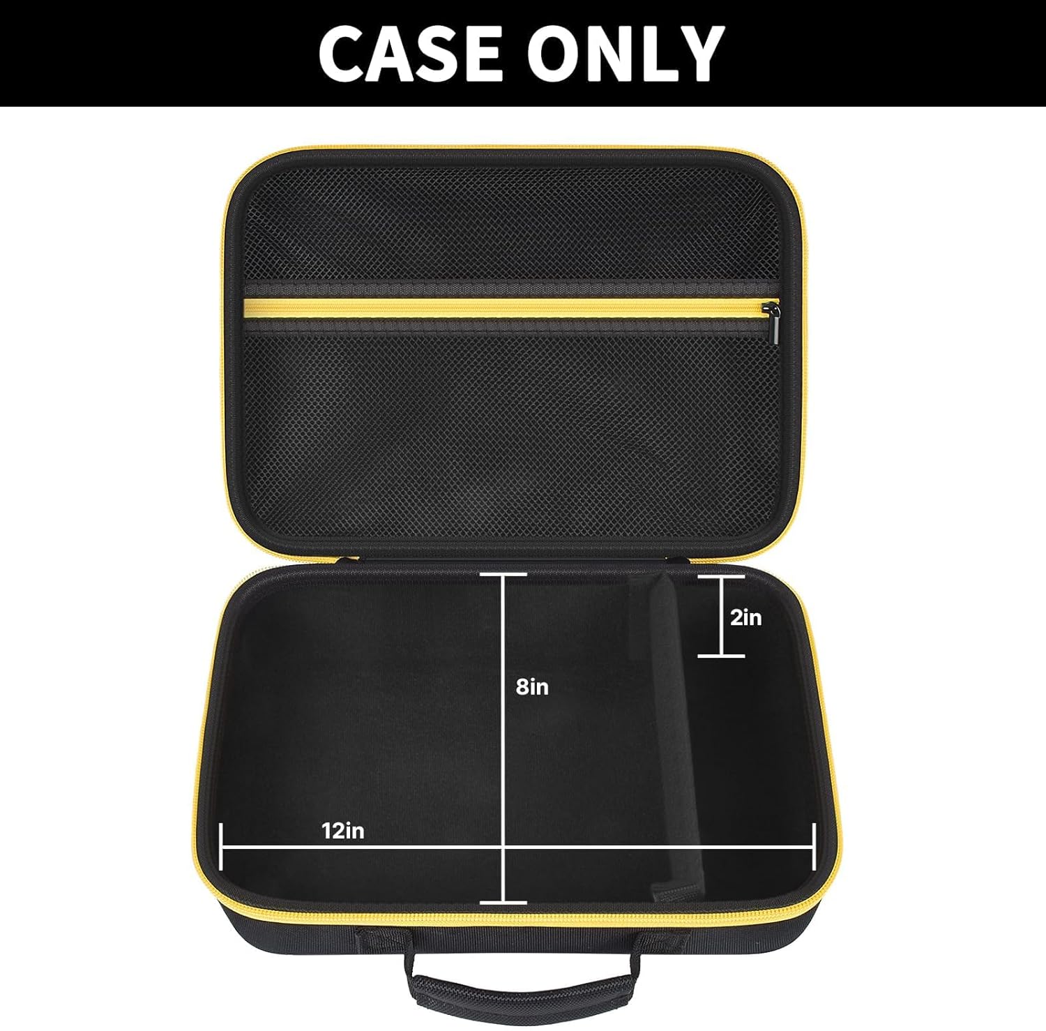 Hard Storage Tools Case, Store for DeWalt Drill Tools & Angle Grinder/for AstroAI Tire Inflator and More - 12"x8"x2" with Mesh Pocket & Comfort Handle
