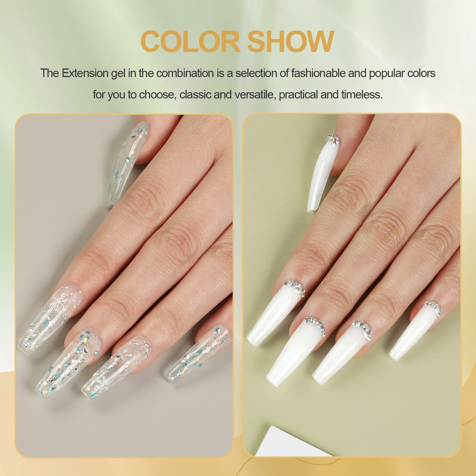 COSCELIA UV/LED Gel do Budowy Paznokci, 6 szt. Różowy Biały Przezroczysty Gel do Przedłużania Paznokci oraz Gel Modelowania, Chroniący Złamane Paznokcie, Zestaw do Naprawy Manicure