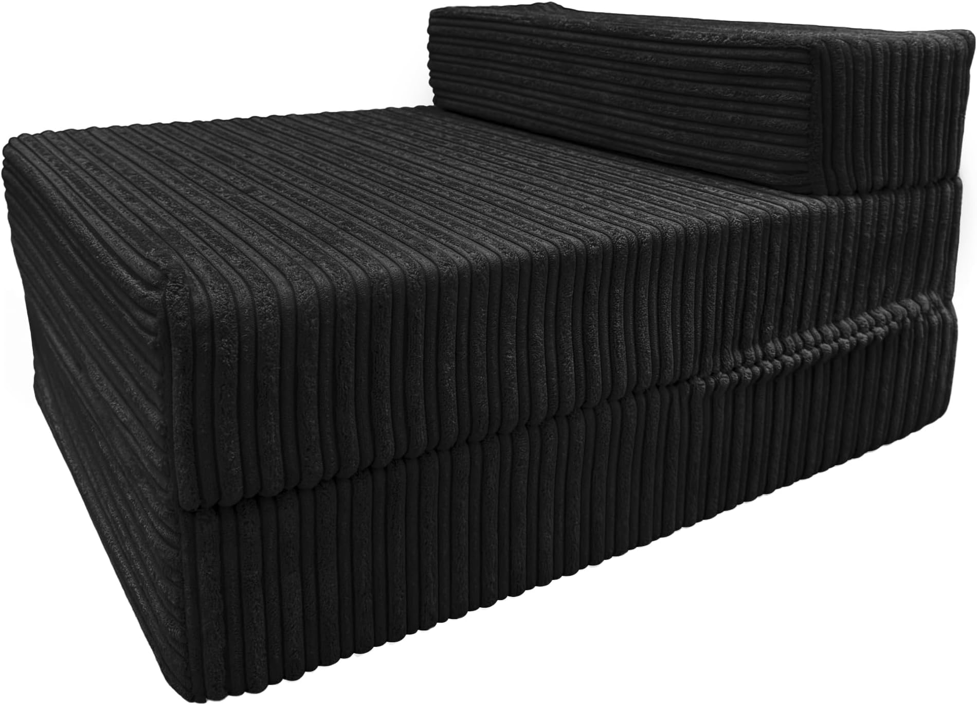 iSTYLE MODE BETTER HOME CHOICE Black Jumbo Cord Single Chair Bed Sofa Z Bed Seat Foam Fold Out Guest Futon Kids | Supreme Quality | Fire Retardant | Premium Mattress
