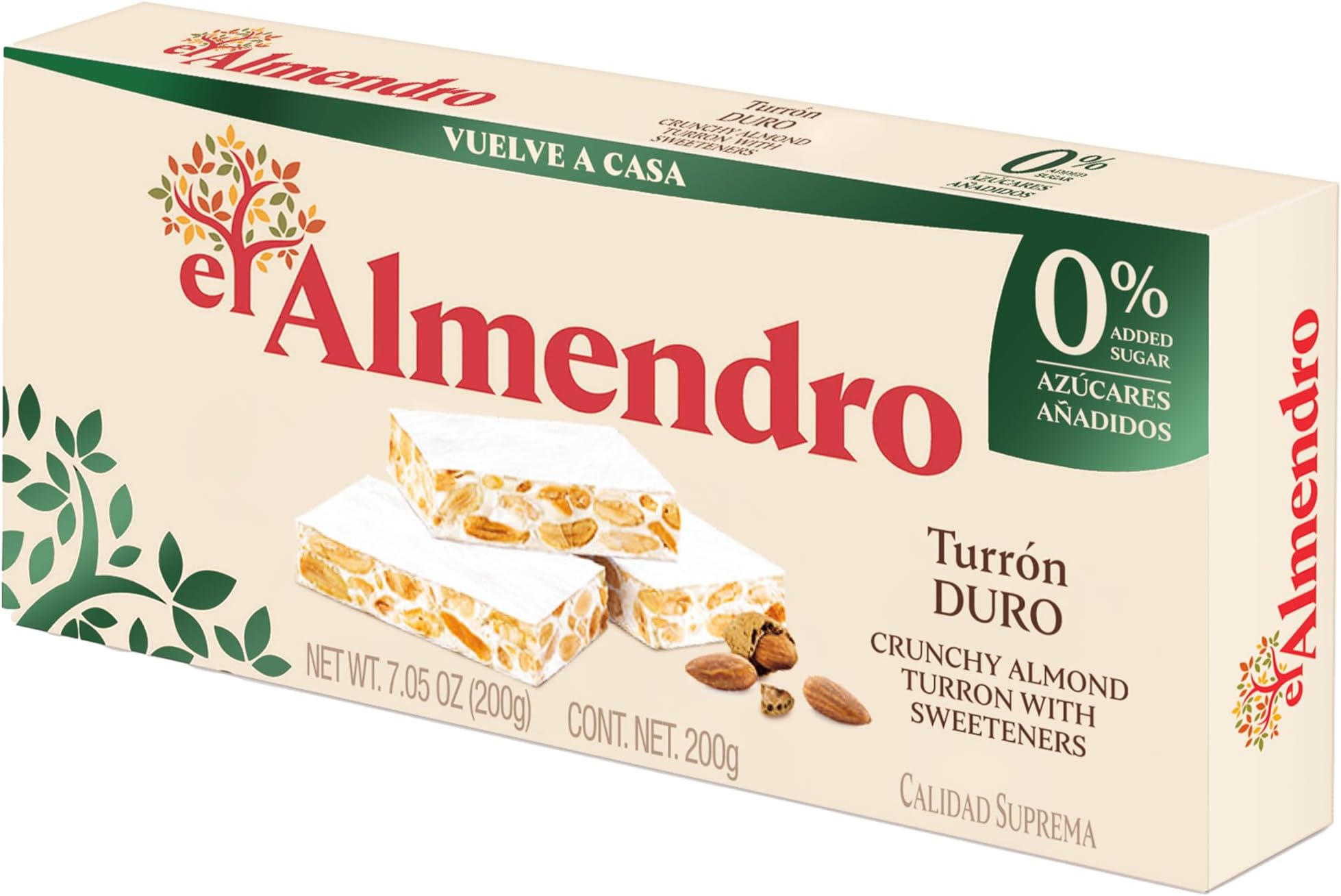 El Almendro Sugar Free Crunchy Almond Turron 7oz (200 G)