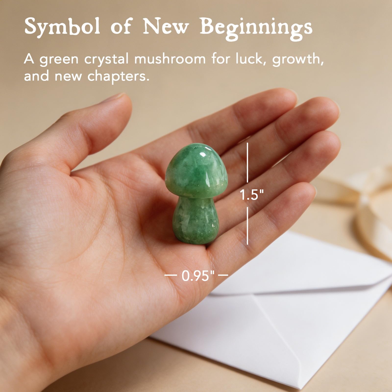 Green Aventurine Mushroom Crystal Gift for Women Friend Sister Daughter, Luck Growth New Beginnings Keepsake for Desk Office Shelf Decor, Graduation Birthday Christmas Good Luck Gift (Green)
