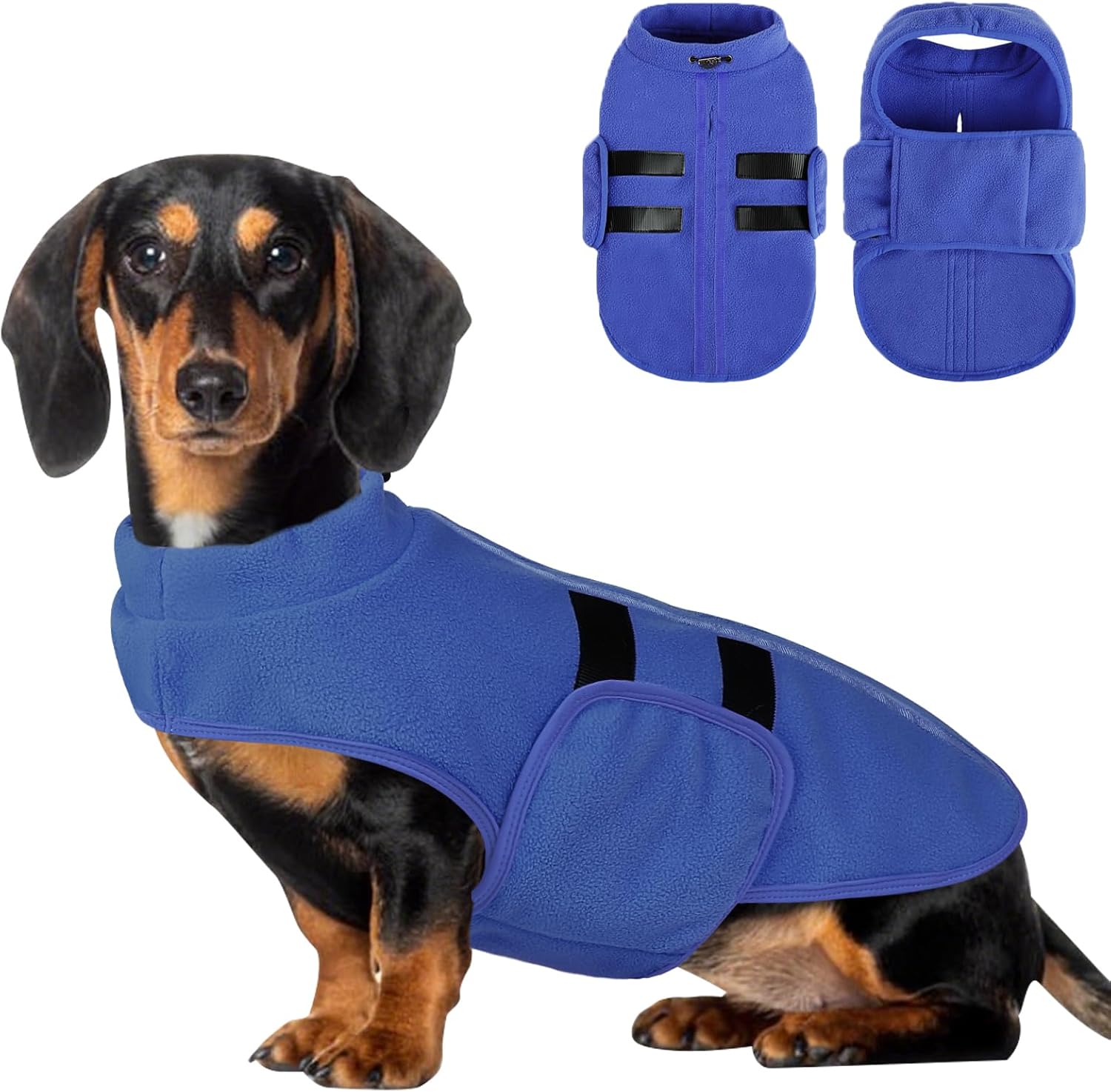 Dog Sweater,Adjustable Dog Sweaters for Small, Medium and Large Dogs Boys Girls, Dachshund Chihuahua Fleece Dogs Sweater(Blue,XS)