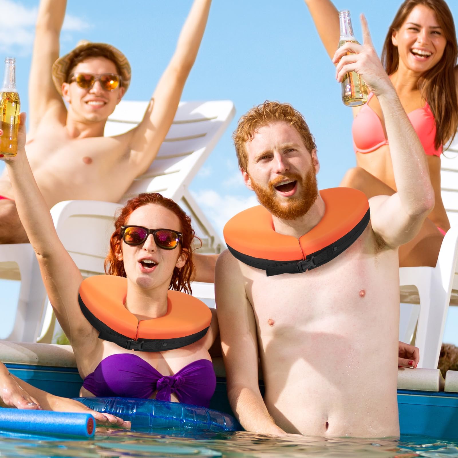 Collare da nuoto per supporto per testa e collo, riempito con particelle di schiuma (non gonfiabile), attrezzatura da nuoto per adulti, adatto per la maggior parte delle dimensioni del collo degli
