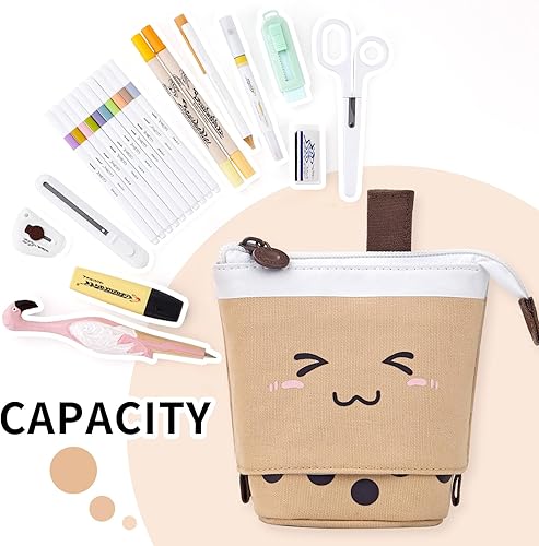 Vista 22 de ANGOOBABY - Estuche telescópico para bolígrafos, cosméticos, para la escuela, estudiantes, oficina, adolescentes, niñas, niños (color rosa)