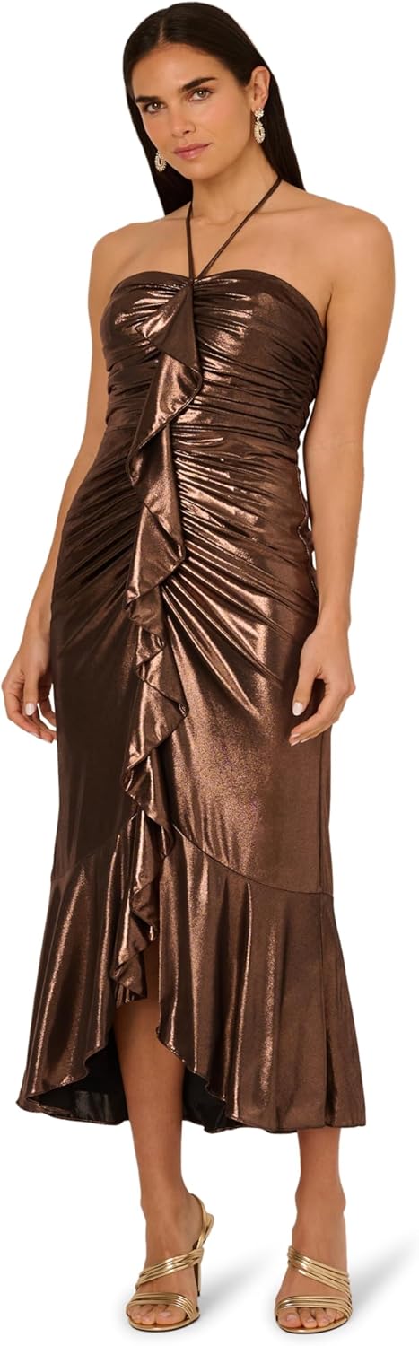 Adrianna Papell Women's Foiled Jersey Midi Dress