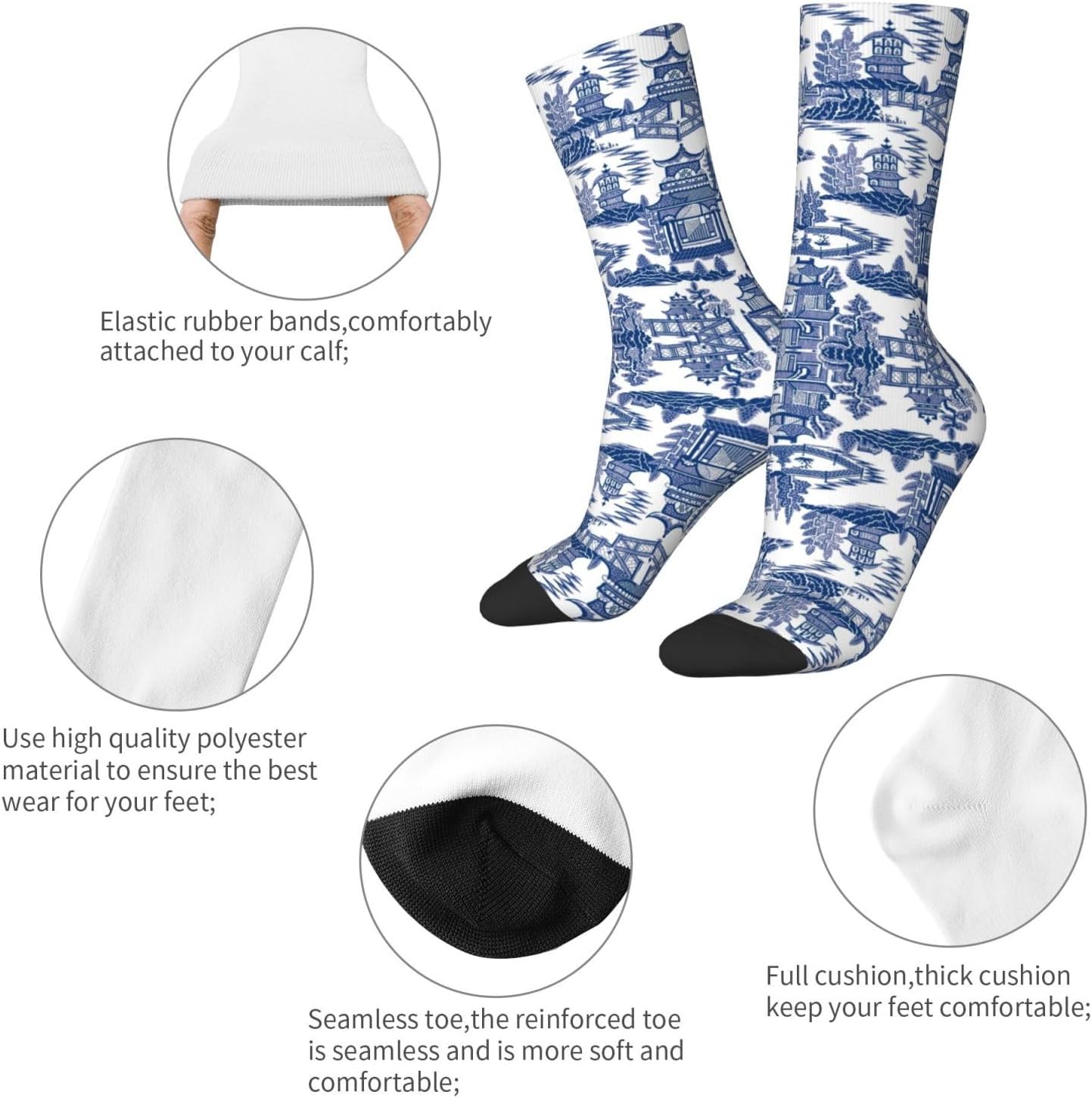 Ancient Ming China Chinoiserie Socks For Women Men Soft Novelty Crew Socks Athletic Socks Funny Crazy Dress Socks - Image 5