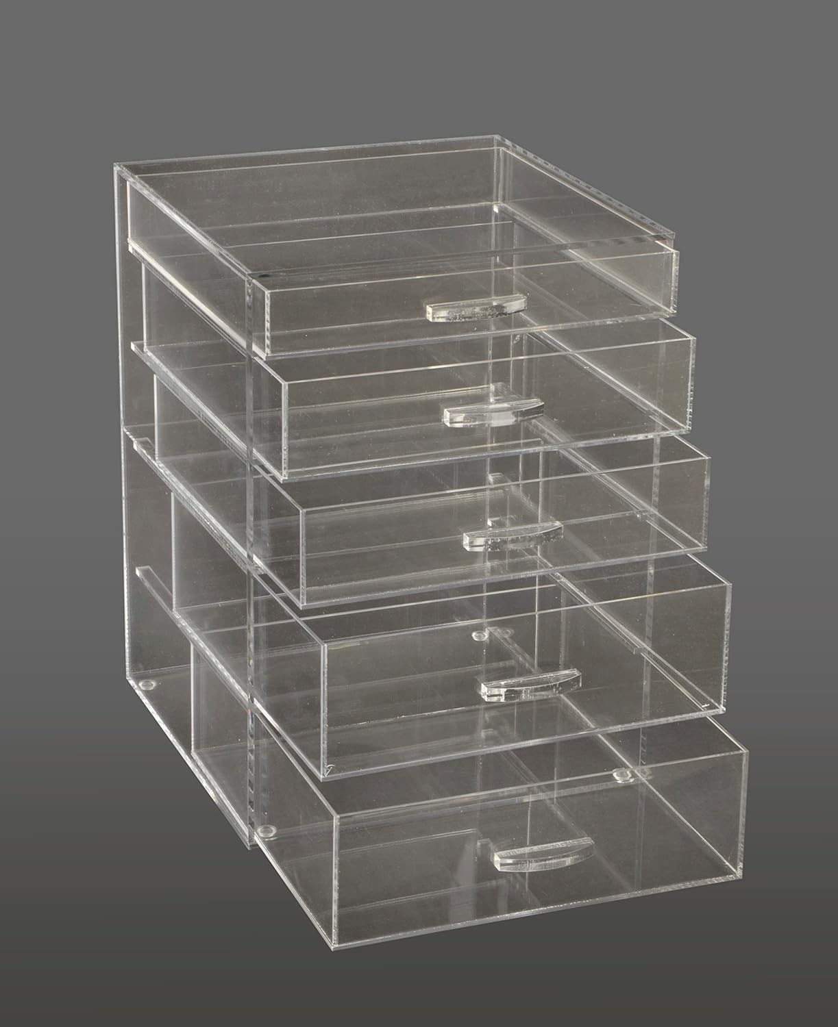 GlamoureBox Clear Acrylic Cosmetic Cube Organizer Makeup Case 5 Drawer A5R