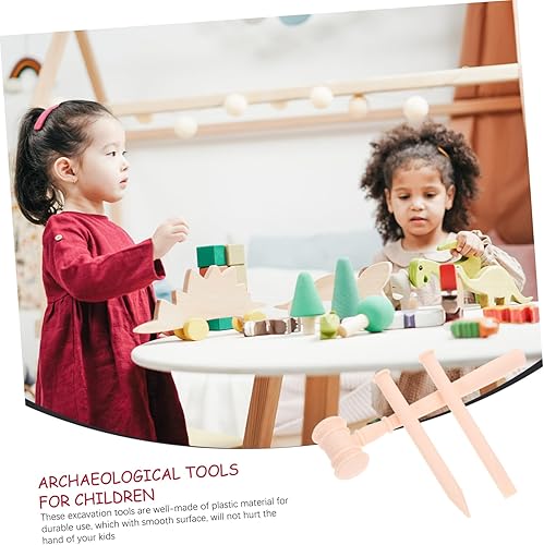 Miniatura 3 de ERINGOGO Juego de 5 juegos manuales para niños, piedras preciosas, martillo de plástico fósil, juego de 3 piezas, accesorios martillo de excavación,