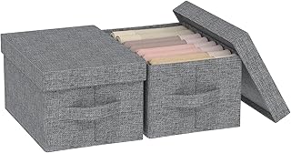 Sponsored You’re seeing this ad based on the product’s relevance to your search query.Learn more about this advertisement ENUMAIL Storage Box with Lid, Organiser Storage Box, Folding Box with Handles, Set of 2, Used for Storing Clothes, 33 x 23 x 18 cm, Grey