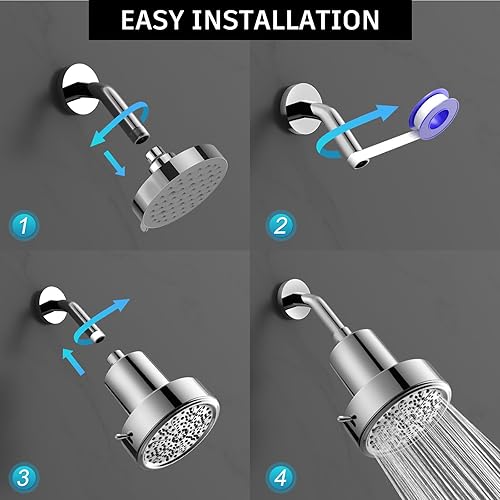 Miniatura 5 de FEELSO Cabezal de ducha filtrado de alta presión, 6 ajustes, cabezal de ducha de baño con filtro para agua dura, elimina cloro y metales pesados