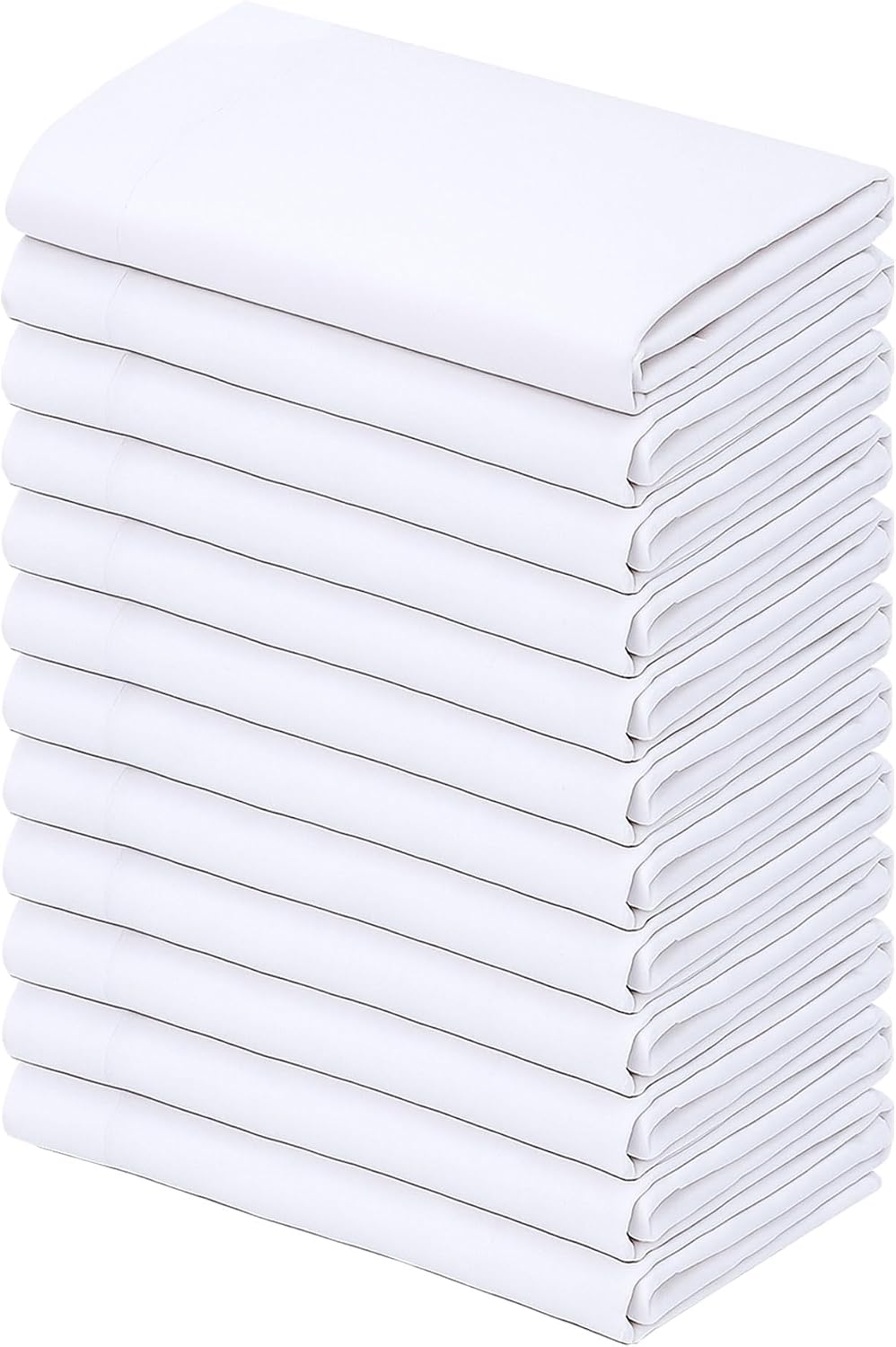 GOLD TEXTILES Standard Pillowcases 12-Pack, 120-GSM Brushed Microfiber – (44 x 36 inches) White Pillow Covers for Home, Hotel & Hospitality, Soft, Durable, Shrink-Resistant (Plain White, Standard)