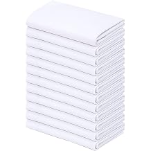 GOLD TEXTILES Queen Plain White Fitted Sheet 12-Pack, 120 GSM Brushed Microfiber - 60 x 80 +1 5 Inches Deep Pocket, Bottom Sheets, Soft Breathable, Wrinkle & Fade Resistant Bedding for Home, Hotel