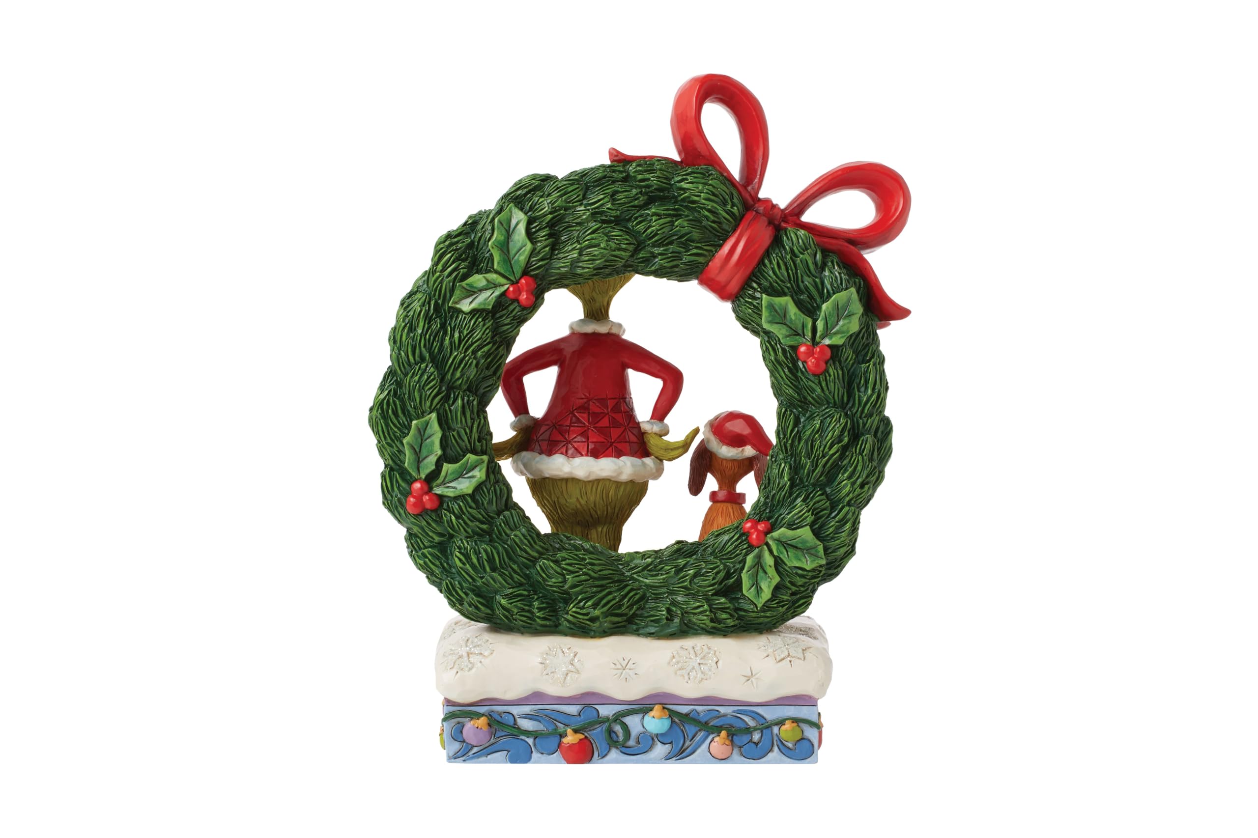 The Grinch by Jim Shore Grinch & Max Light-Up Wreath Figurine, Multicolor, height 21cm - Image 3