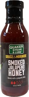 Quaker Steak and Lube Smoked Jalapeno Honey Wing Sauce - 12 Ounce Glass Bottle of Quaker Steak & Lube Smoked Jalapeno Honey Sauce