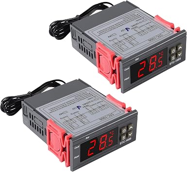 2pcs STC-1000 Digital Temperature Controller 12V Thermostat Incubator Temperature Controller Relay Heat Cooling with Sensor Probe Cable