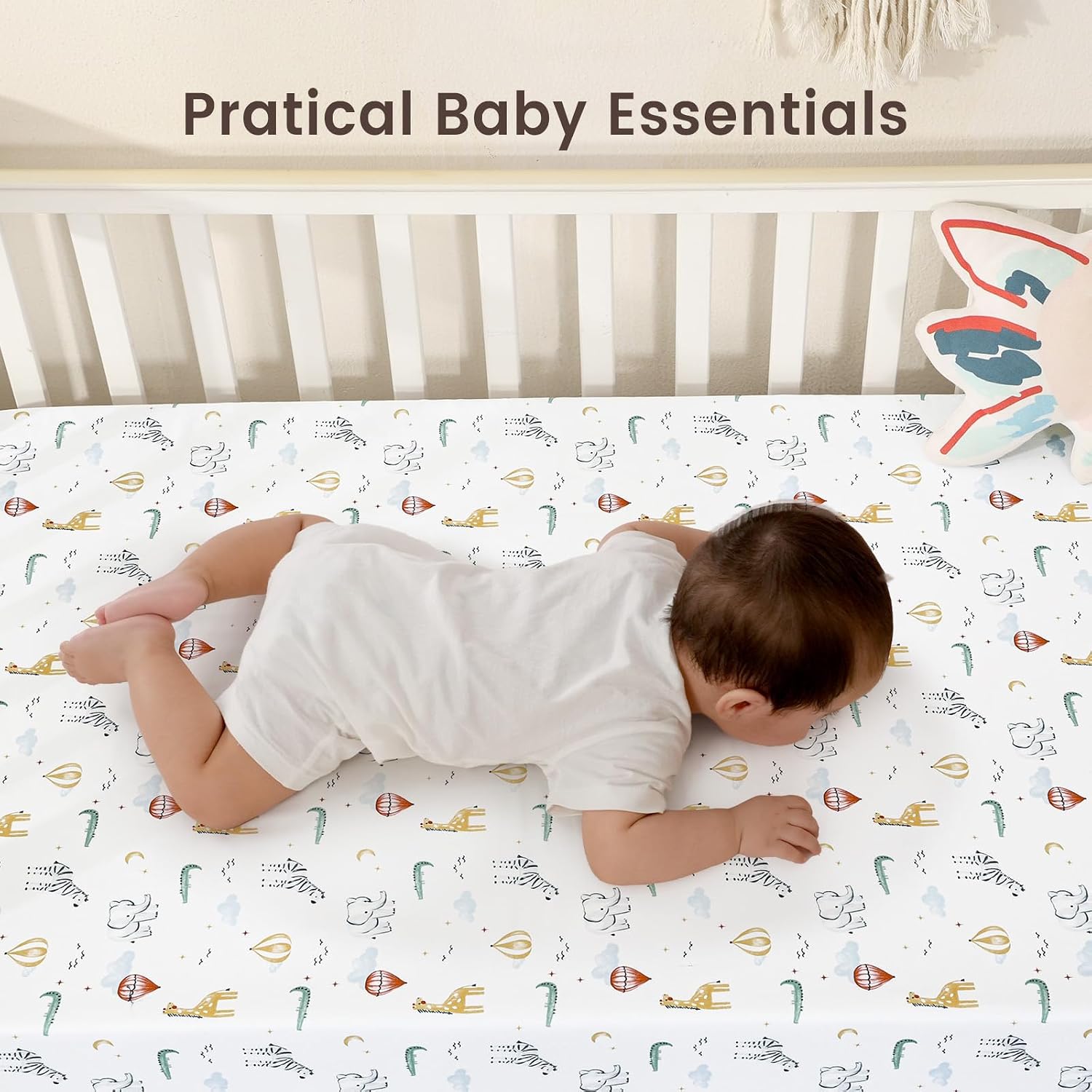 david's kids 3 Pack Fitted Crib Sheets, Ultra Soft Breathable Comfortable Baby Sheet Set for Boys Girls Neutral, 28x52 Inch Fits Standard Crib and Toddler Mattresses, Animals