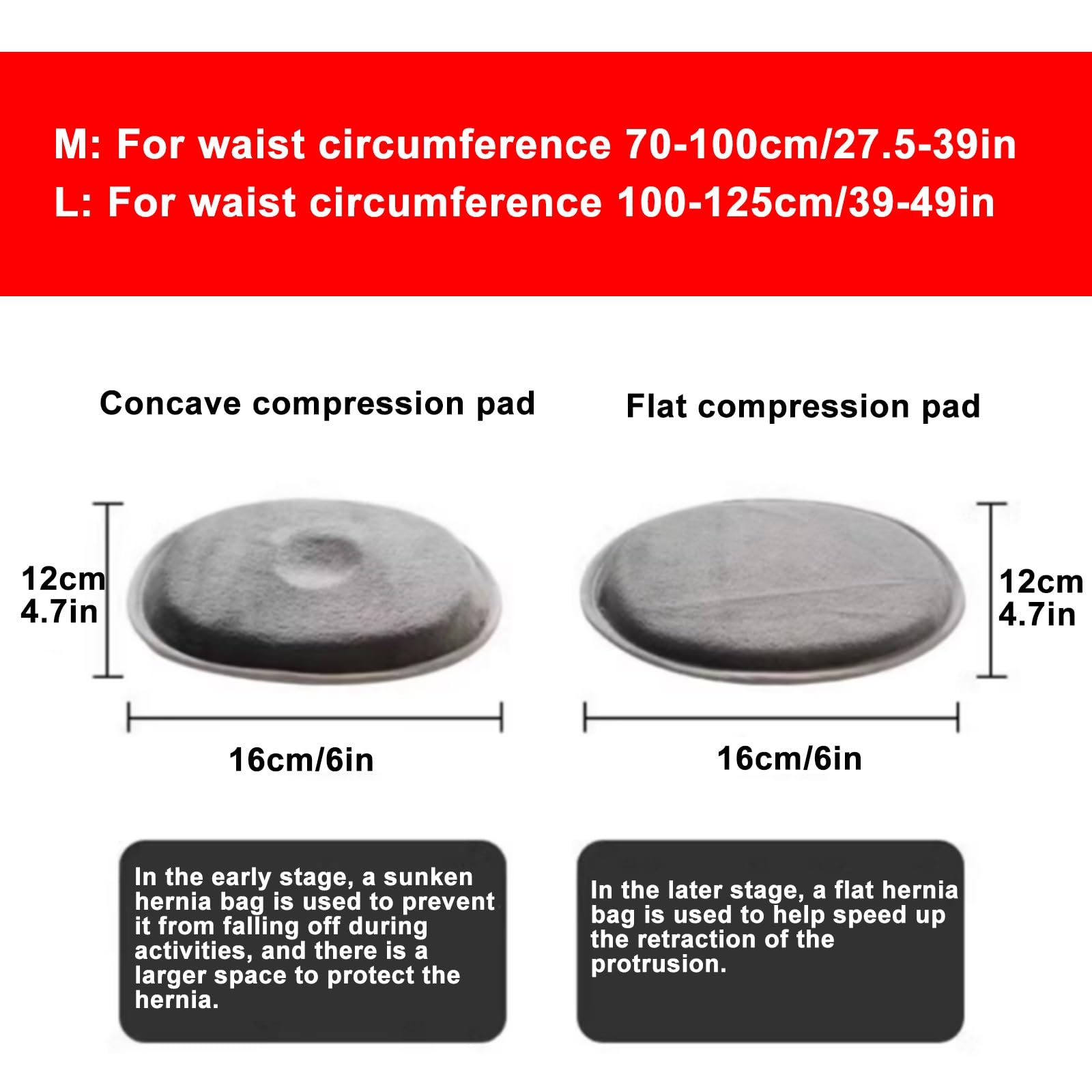 Fascia Addominale Medica più Larga da 16 cm con 2 Cuscinetti di Compressione, Fascia Ernia Ombelicale per Supporto Ernia Ombelicale, Allevia Il Dolore(M)