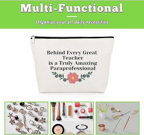 Miniatura 7 de Paraprofessional - Juego de bolsas de maquillaje de 3 piezas, regalos de agradecimiento para paraeducadores para profesores, asistentes, paquete de