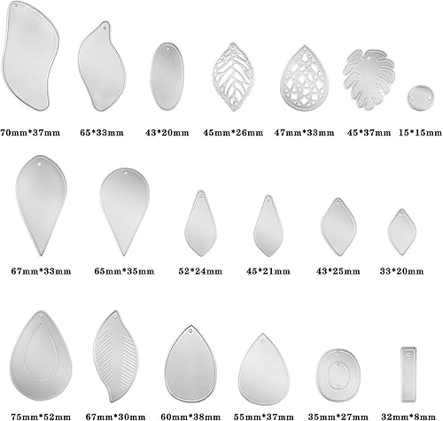 Miniatura 2 de 19 piezas de troqueles de corte de pendientes de lágrima de cuero, troquelados en forma de hoja, troquelados de metal para hacer manualidades de