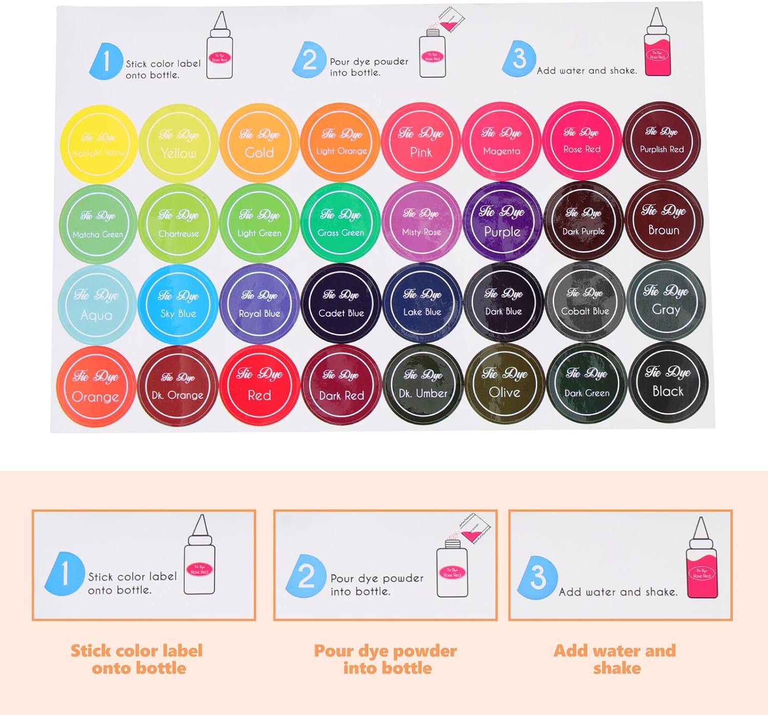 Veemoon Tie Dye Powder Kit Colors Bulk Each Safe Non-Toxic Fabric Dye for Adults DIY Clothing Scarves Canvas Bags Halloween Party Craft
