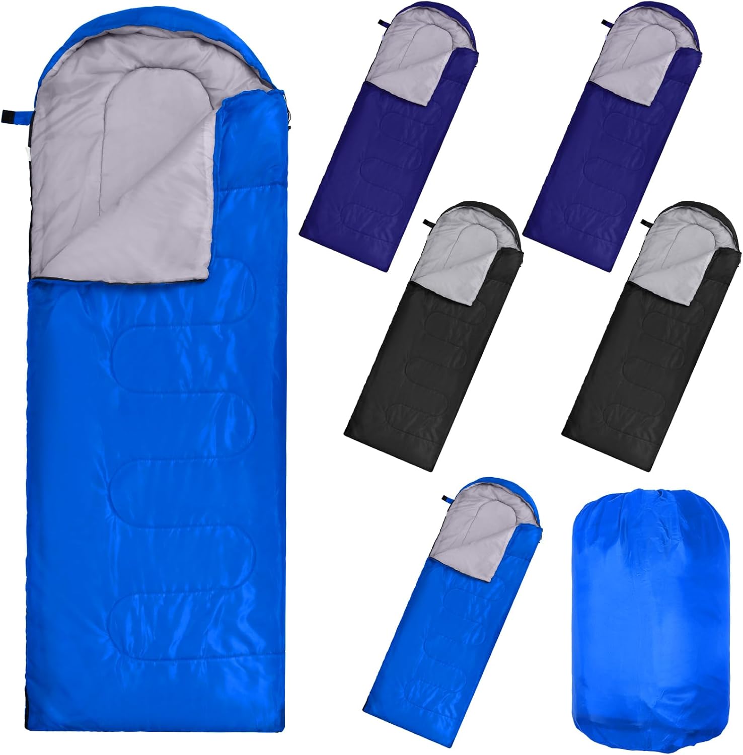 6 Pack Sleeping Bags for Adults Sleeping Bags 4 Season Warm Envelope Sleeping Bags Lightweight Waterproof Sleeping Bags with Compression Sack for Outdoor Camping Backpacking Hiking