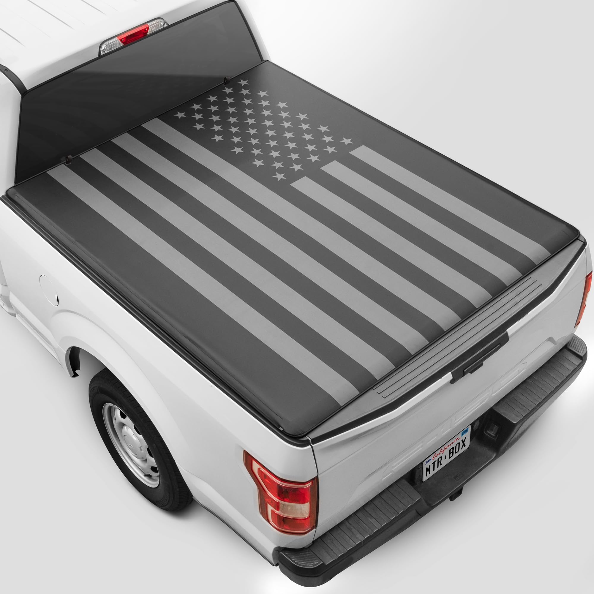 Truck Tonneau Cover for Ford F-250 F-350 Super Duty 2017-2025 / F-350 with 6.8 ft Bed Length, All-Weather Soft Roll Truck Bed Cover for Truck Black Flag Print