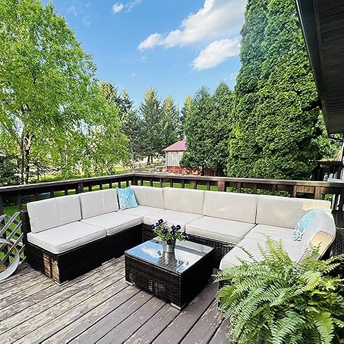 Miniatura 5 de FLYMEI Funda de cojín para muebles de exterior de 24 x 24 x 4 pulgadas, resistente al agua, fundas de cojín de repuesto duraderas para sillas de