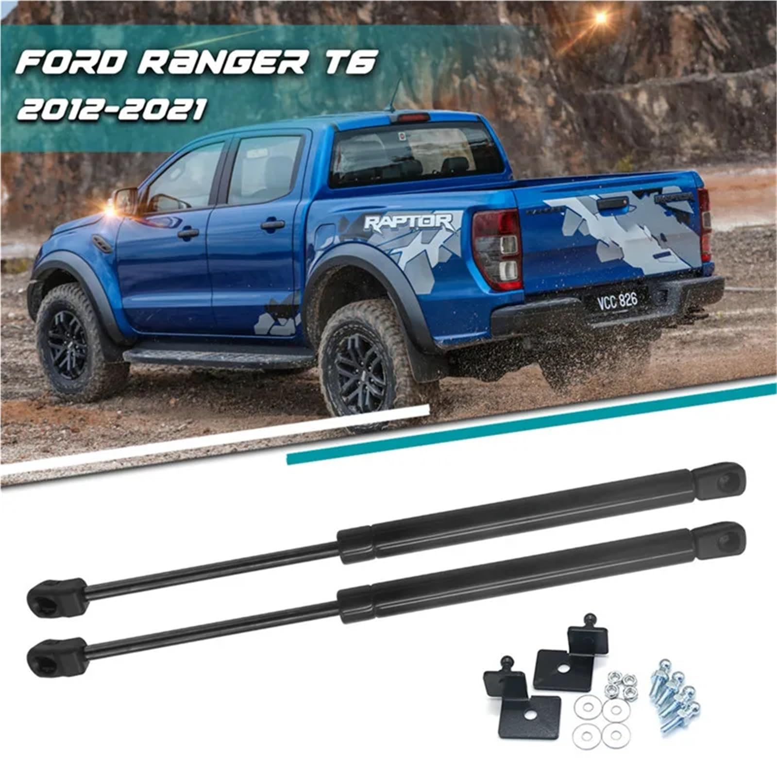Boot Struts 2 szt. przednich amortyzatorów gazowych do podnoszenia maski samochodu, akcesoria samochodowe pasuje do Forda Ranger T6 2012-2021