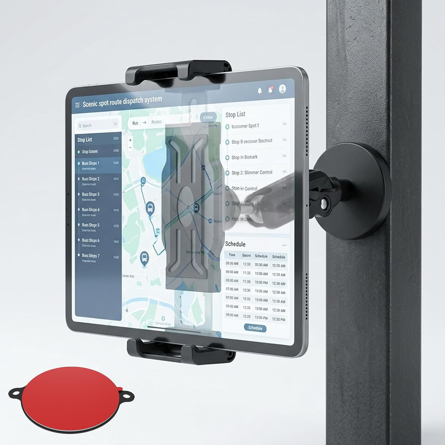 Magnetic Tablet Holder, iPad Mount for Forklift/Golf Cart/GYM, Aluminum Arm