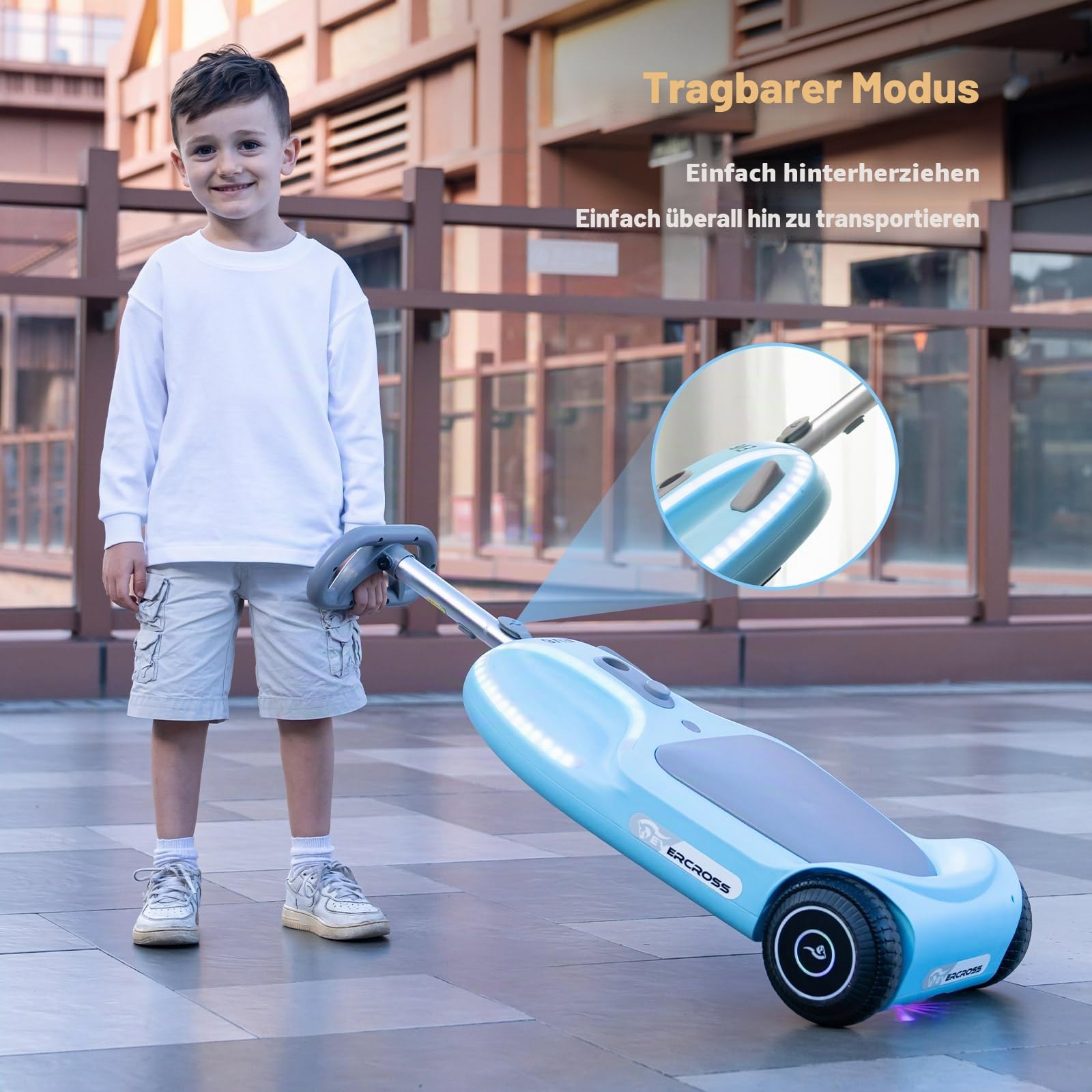 EVERCROSS EV6 Kinder Elektroauto, 4-in-1 Rutschauto mit Pedal, Wiggle Car mit 90W Motor, LED-Lichter & Bluetooth Musik, 360° Lenkung, Klappbar Kinderauto Elektrisch für Jungen & Mädchen