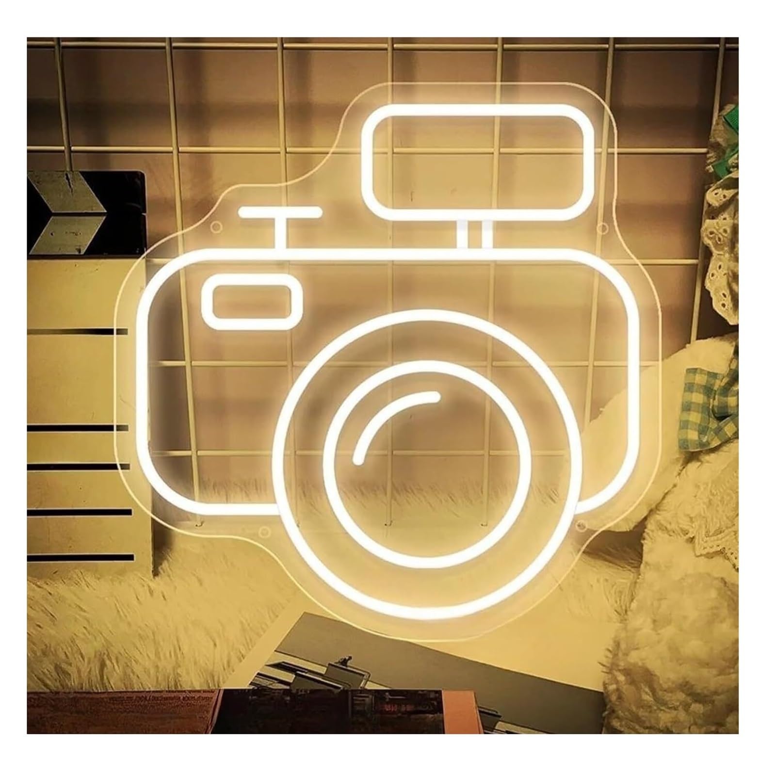 Zynther Neon lamp Soothing Atmosphere Photography Camera Neon Sign Light for Room Decor(C)