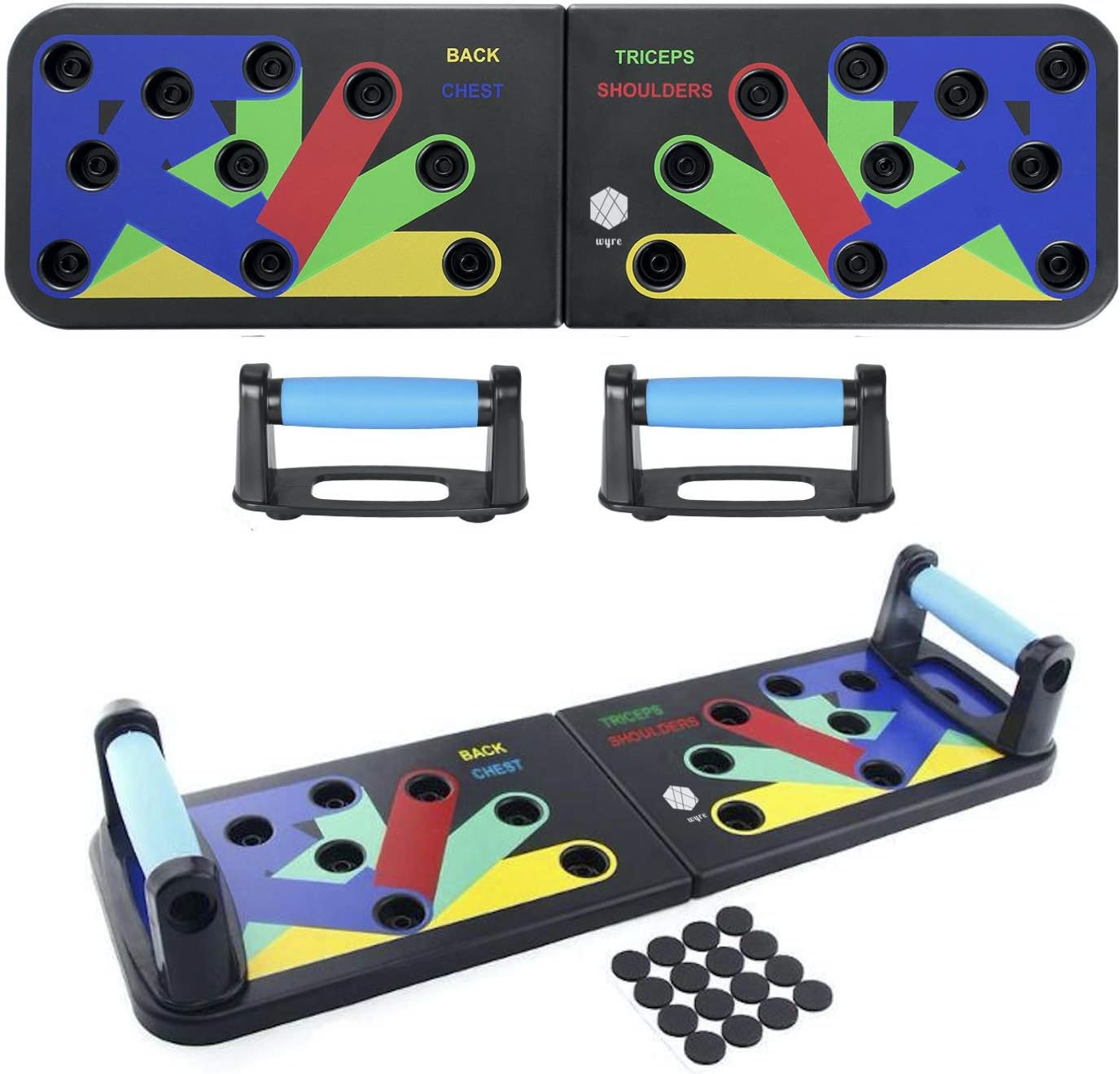 AWH WYRE Push Up Rack Board – Muscle Board – 9 in 1 Multifunctional Foldable Fitness Board Rack with Handle – Used for Body Muscle Training Fitness Home or Outdoor Sports