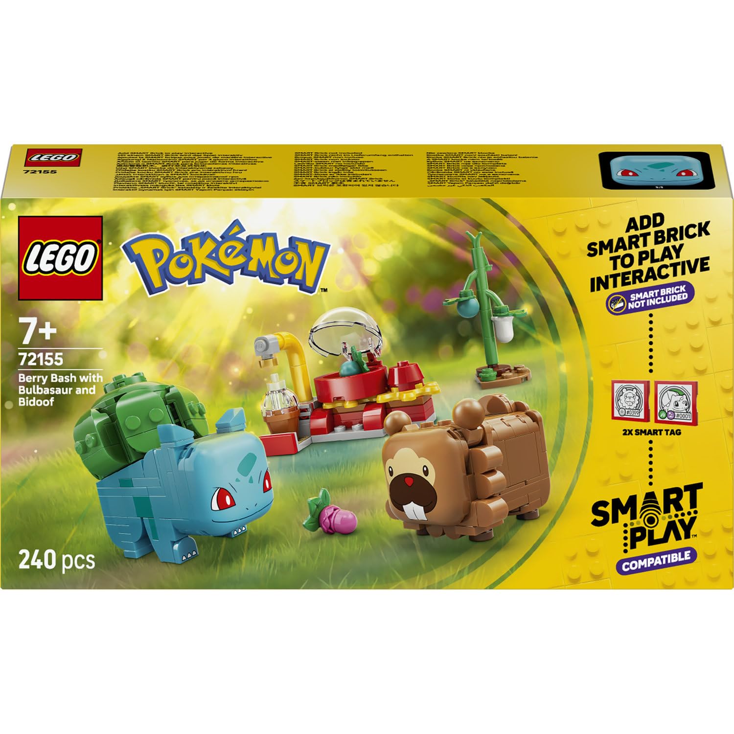 LEGO Pokémon SMART Play: Berry Bash with Bulbasaur and Bidoof - Compatible Interactive Toy Set Incl. 2 SMART Tags and 2 Pokémon - Gift Idea for 7+ Year Old Boys and Girls - 72155