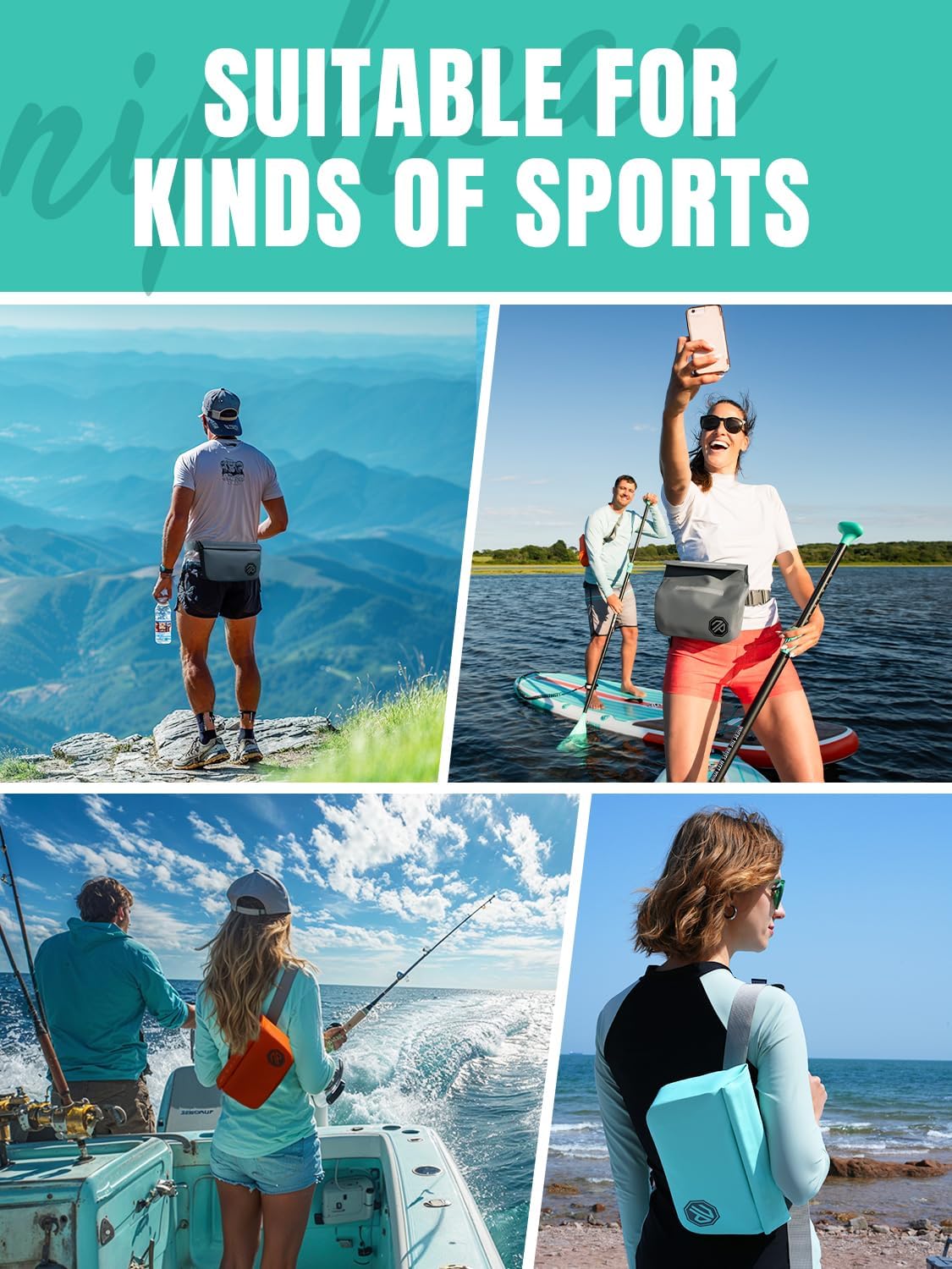 niphean IPX7 Waterproof Fanny Pack with Magnetic One-Hand Closure, Durable Waterproof Dry Bag, for Kayaking, Paddle Boarding, Beach Cruise Essentials, 2.5L Phone Pouch Dry Bags for Men Women, Mint