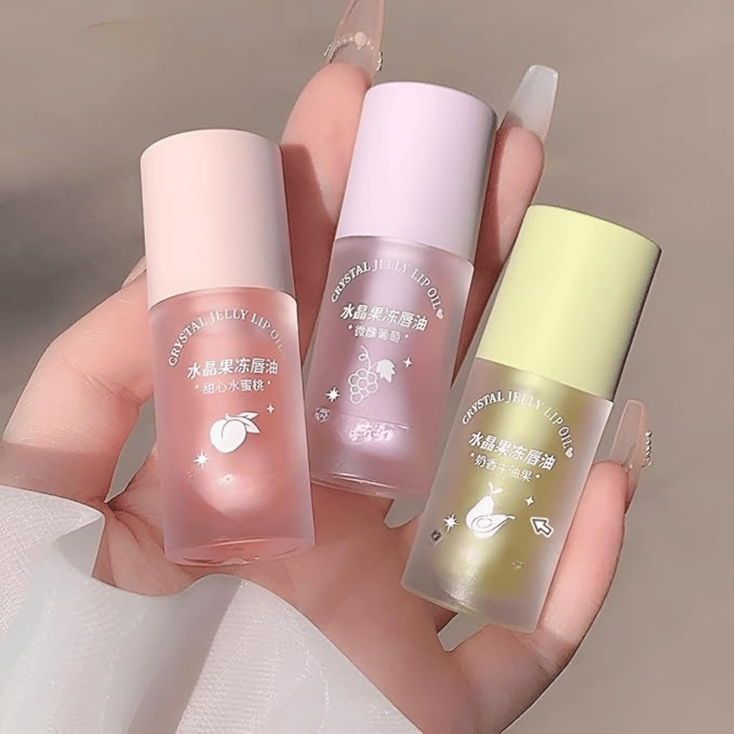 Crystal Jelly Lip Oil for Women – Peach, Grape & Avocado Flavored Hydrating Lip Gloss | Non-Sticky Glossy Formula with Natural Tint | Smooth, Shiny & Plump Lip Care for Dry Lips (Peach)-image-35