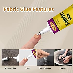 2Packs Strong Fabric Glue Permanent Clear - Washable Fabric Glue for Clothing Patches, Leather, Cotton, Denim, Polyester, Flannel
