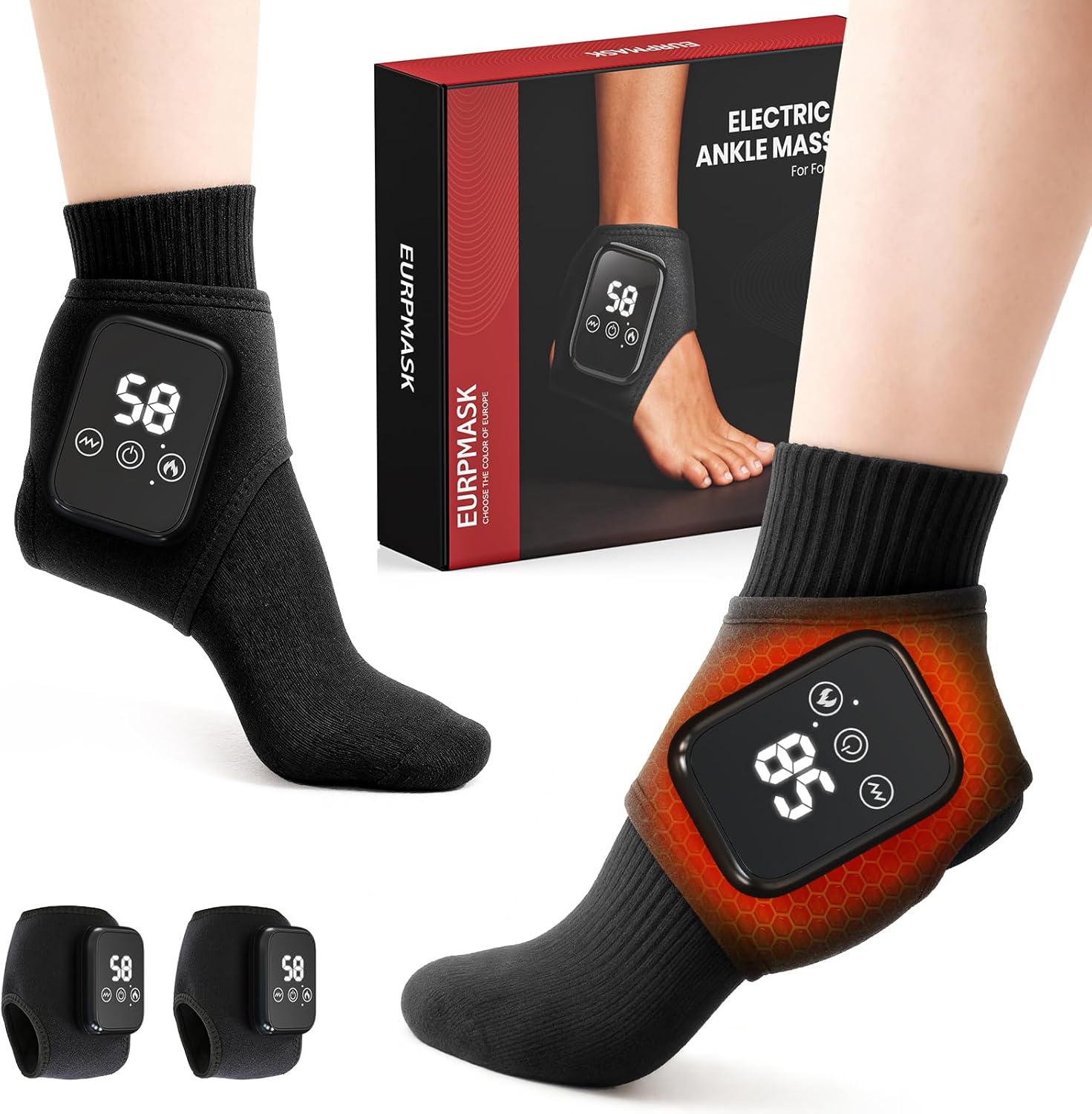 Foot Renew Triple Method Massager, 3 in 1 Cordless & Portable Foot and Ankle Massager with 3 Vibration Modes & 3 Heat Levels, for Heel, Arch, and Ankle Comfort & Relief (2pcs new packaging)